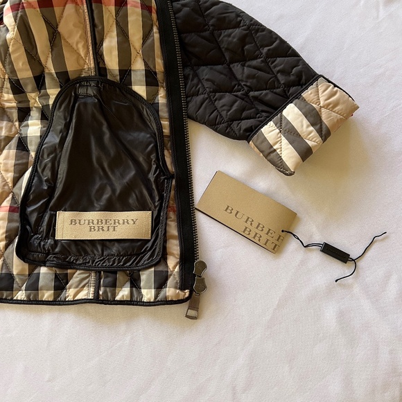 BURBERRY BRIT Quilted Jacket Nova Check Lining Black Size L - Picture 9 of 16